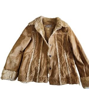 Wilsons Leather Maxima VTG Y2K Tan Fur lined Womens Large